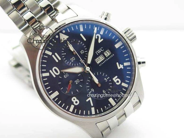 MIROTIME 0808 UrbanChic Pilot Chrono 2016 IW377714 ZF 1:1 Best Edition Blue Dial On SS Bracelet A7750 V 7272